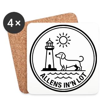 Alles im Lot Dackel Hund Meer Küste Nordsee Ostsee - Untersetzer (4er-Set) - Weiß - Vorne