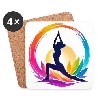 Colorful yoga in the circle of the sun - Coasters (set of 4) - white - Front