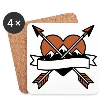 Heart Arrows Banner Placeholder - Coasters (set of 4) - white - Front