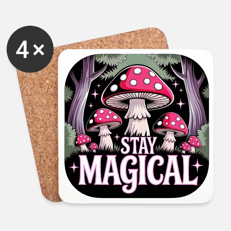 Restez magique dans la forêt de champignons - Dessous de verre (lot de 4) - blanc