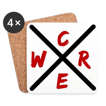 Crew Brush Red Wordmark - Coasters (set of 4) - white - Front
