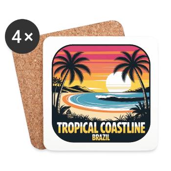 Tropical Coast Brasil Sunset - Coasters (set of 4) - white - Front