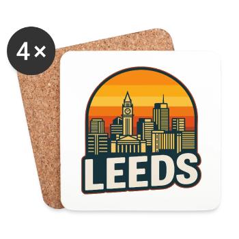 Vintage Leeds Skyline Retro Sunset Design - Coasters (set of 4) - white - Front