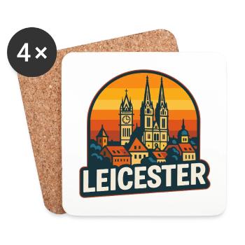 Leicester City Skyline Vintage Retro Sunset - Coasters (set of 4) - white - Front