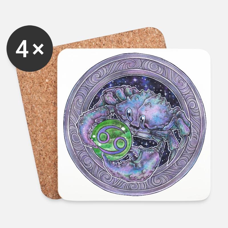 Zodiac Sign Sternzeichen Krebs Cancer Geschenk - Untersetzer (4er-Set) - Weiß