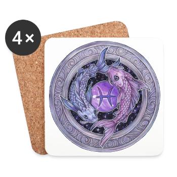 Zodiac Sign Sternzeichen Fische Pisces Geschenk - Untersetzer (4er-Set) - Weiß - Vorne