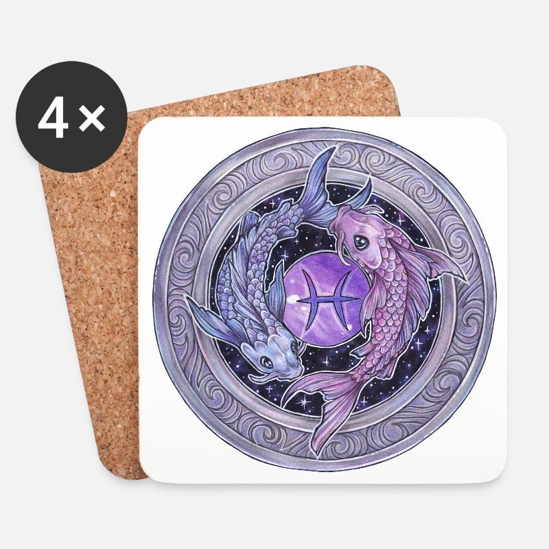 Zodiac Sign Sternzeichen Fische Pisces Geschenk - Untersetzer (4er-Set) - Weiß