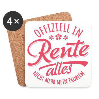 Offiziell in Rente, Alles Nicht Mehr Mein Problem - Untersetzer (4er-Set) - Weiß - Vorne