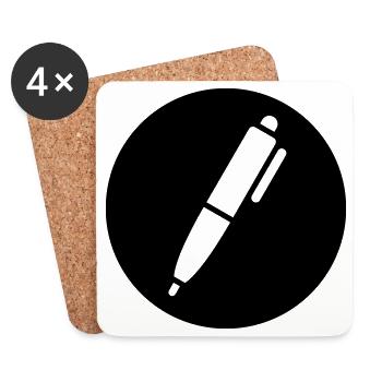 Stift, Kugelschreiber - Untersetzer (4er-Set) - Weiß - Vorne