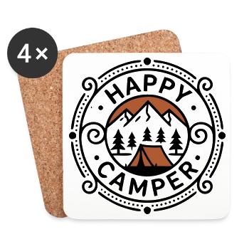 Proud Happy Camper Tent Crest - Coasters (set of 4) - white - Front