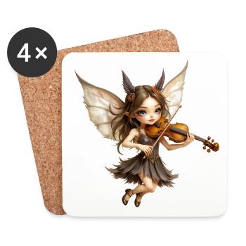 Violon fée aux ailes de miel - Dessous de verre (lot de 4) - blanc - Devant