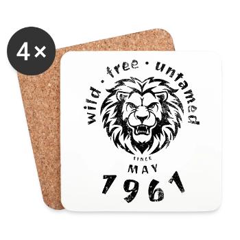 65. Geburtstag Wild, free & untamed since 05/1961 - Coasters (set of 4) - white - Front
