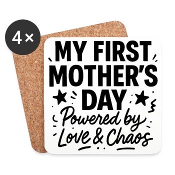 Erster Muttertag Humor Mama Geschenkidee Familie - Untersetzer (4er-Set) - Weiß - Vorne