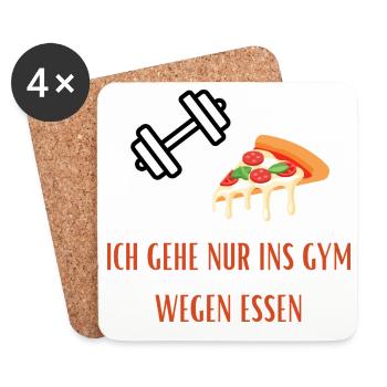 Pizza Slice Gym Spruch - Lustiger Gym/Essen Spruch - Untersetzer (4er-Set) - Weiß - Vorne