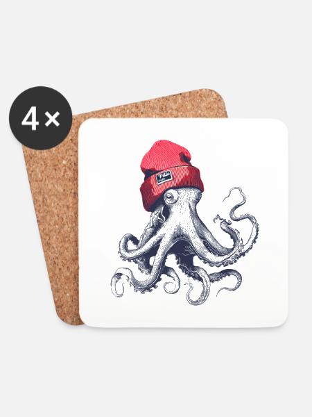 Pillepalle Oktopus - Untersetzer (4er-Set) - Weiß