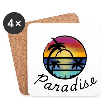 Sunset Palm Circle - Untersetzer (4er-Set) - Weiß - Vorne