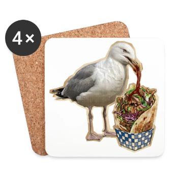 Kebab Seagull - Coasters (set of 4) - white - Front