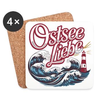 Ostsee Liebe Wellen Leuchtturm Küste Meer Urlaub - Untersetzer (4er-Set) - Weiß - Vorne