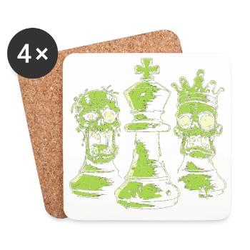 Schach Zombie Figuren Design für Männer Geschenk - Untersetzer (4er-Set) - Weiß - Vorne