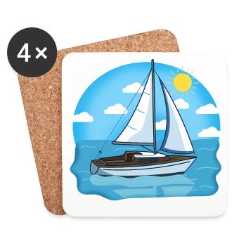 Sonnenlichtsegler am blauen Meer - Untersetzer (4er-Set) - Weiß - Vorne
