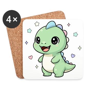 Pastell Dino Sternenzauber - Untersetzer (4er-Set) - Weiß - Vorne