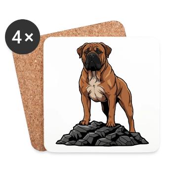 Chien Boerboel Portrait Fauve Masque Noir - Dessous de verre (lot de 4) - blanc - Devant