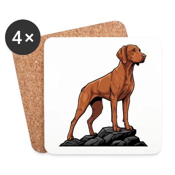 Vizsla-Hund auf Fels-Porträt Ungarischer Pointer - Untersetzer (4er-Set) - Weiß - Vorne