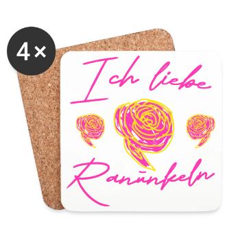 Ich liebe Ranunkeln  - Untersetzer (4er-Set) - Weiß - Vorne