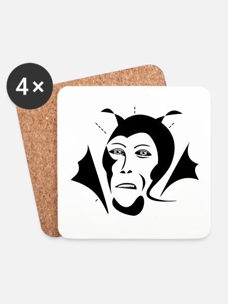 Devil / Teufel - Coasters (set of 4) - white
