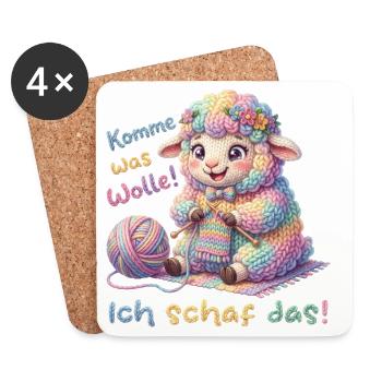 Komme was wolle ich schaf das  - Untersetzer (4er-Set) - Weiß - Vorne