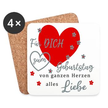 Für DICH zum Geburtstag Liebe - Untersetzer (4er-Set) - Weiß - Vorne