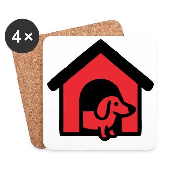 Dackel Hundehütte Haus Icon - Untersetzer (4er-Set) - Weiß - Vorne