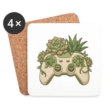 Manette Succulent - Collant de jeu mignon - Dessous de verre (lot de 4) - blanc - Devant