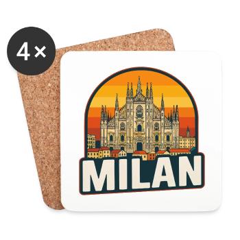 Milan Skyline Retro Sunset Duomo Design - Untersetzer (4er-Set) - Weiß - Vorne