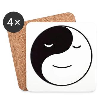 Yin Yang Smiling Serenity, Zen Design - Coasters (set of 4) - white - Front