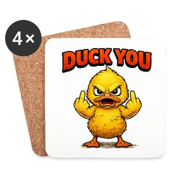 Canard, espèce de canard drôle de dessin animé - Dessous de verre (lot de 4) - blanc - Devant
