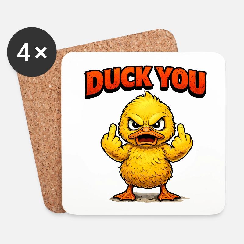 Duck You Funny Cartoon Duck - Untersetzer (4er-Set) - Weiß