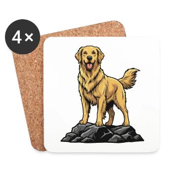 Golden Retriever-Hund auf Felsen Goldenes Porträt - Untersetzer (4er-Set) - Weiß - Vorne