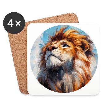 Design de Lion - Dessous de verre (lot de 4) - blanc - Devant