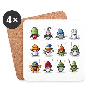 Bunte Wichtel Kollektion - Untersetzer (4er-Set) - Weiß - Vorne