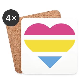 Pride Flag Heart · Pansexual - Untersetzer (4er-Set) - Weiß - Vorne
