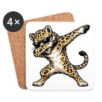 Dabbing Leopard - Untersetzer (4er-Set) - Weiß - Vorne