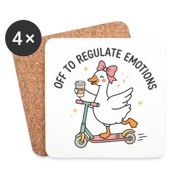 Scootering Goose Regulates Emotions - Coasters (set of 4) - white - Front