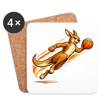 Kangaroo Basket Throw - Coasters (set of 4) - white - Front