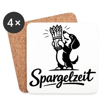 Spargel Essen Spargelzeit Saison Dackel - Untersetzer (4er-Set) - Weiß - Vorne