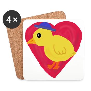 Chick in heart motif child Easter children - Coasters (set of 4) - white - Front