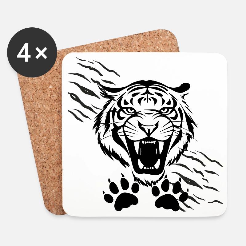 Gebogene Schatten und Tiger - Untersetzer (4er-Set) - Weiß