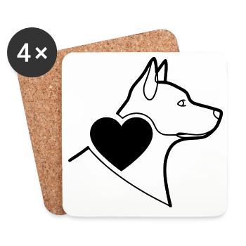 Schäferhund Herz Gefüllt Minimal - Untersetzer (4er-Set) - Weiß - Vorne
