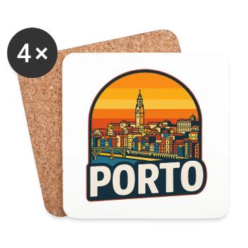 Porto Portugal Retro Sunset Skyline Design - Coasters (set of 4) - white - Front