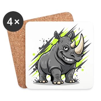 Grinning Rhino Graffiti Style - Coasters (set of 4) - white - Front
